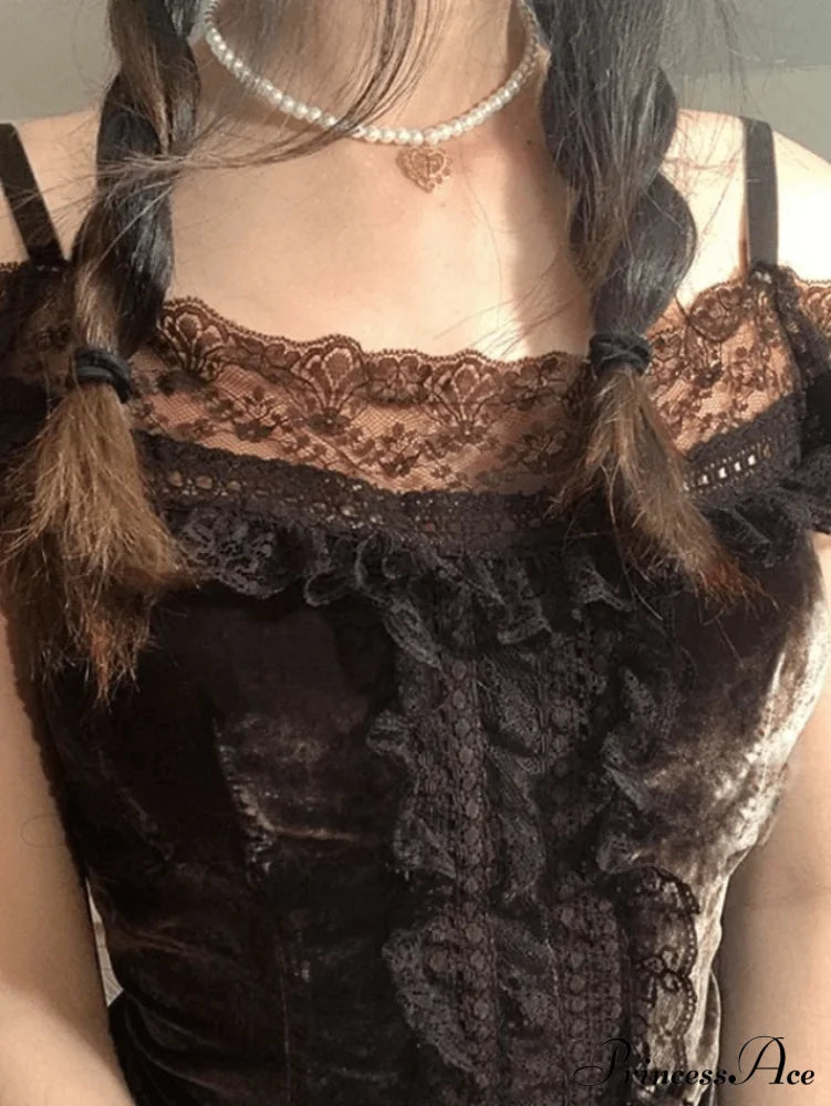 Lace O Neck Trendy Irregular Maxi Dress Shirts