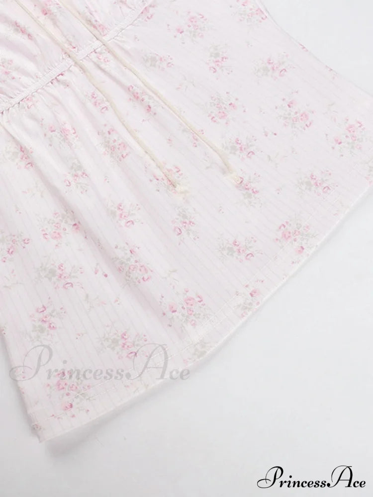 Lace Paneled Graceful Denim Corset Top Tank Tops&Camis