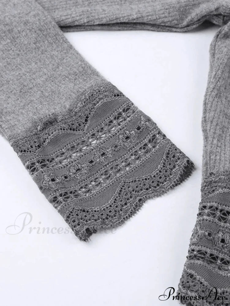 Lace Paneled Graceful Floral Mini Dress Tops&Tees