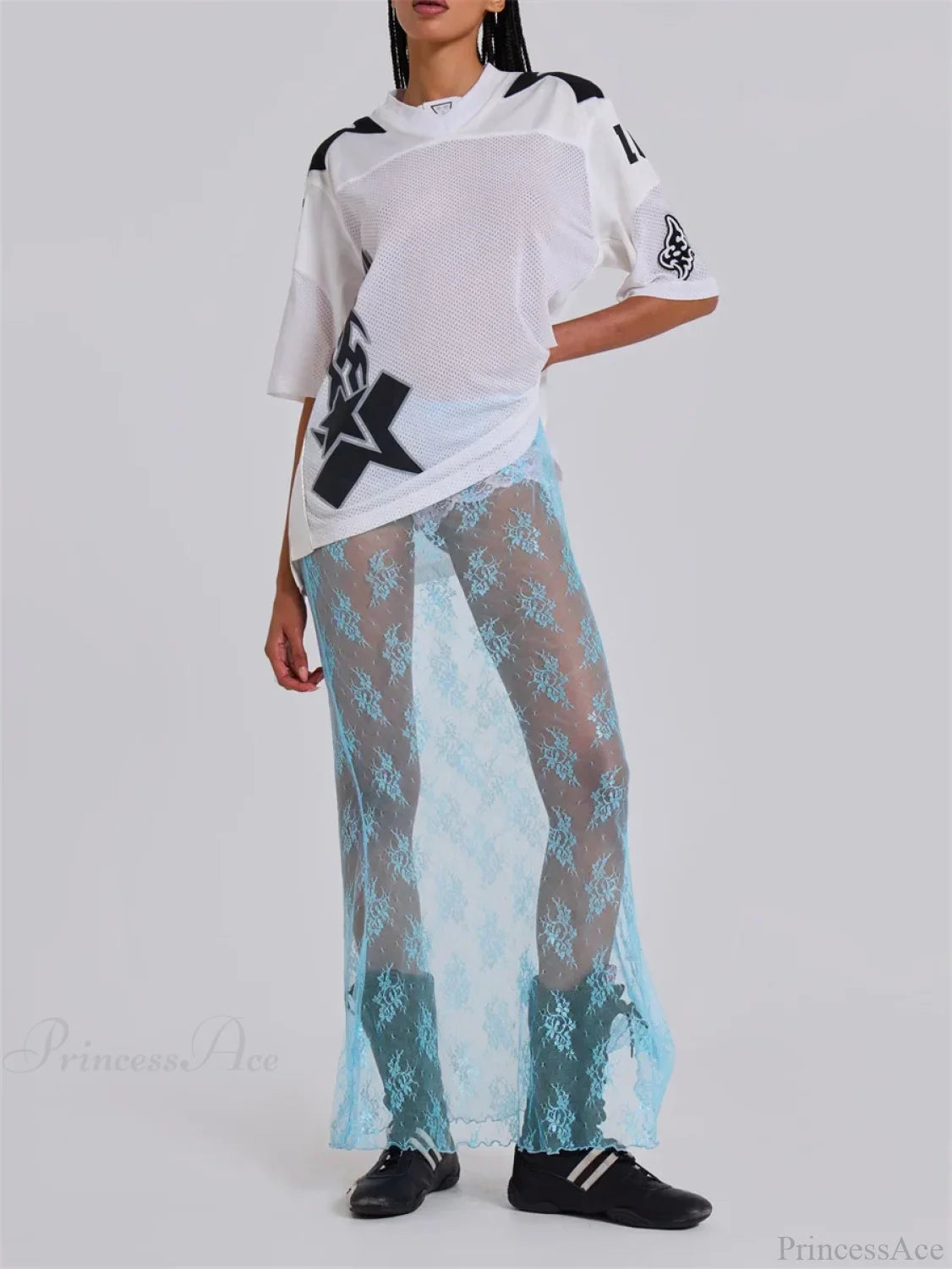 Lace Sheer Maxi Split Sexy See Through Cover Up Beach Skirt skirt-250126