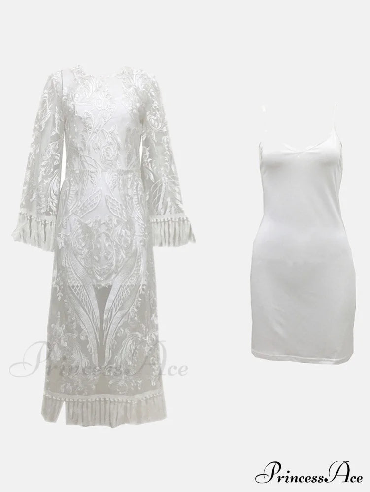 Lace Spaghetti Graceful Strap Irregular Dress Dresses