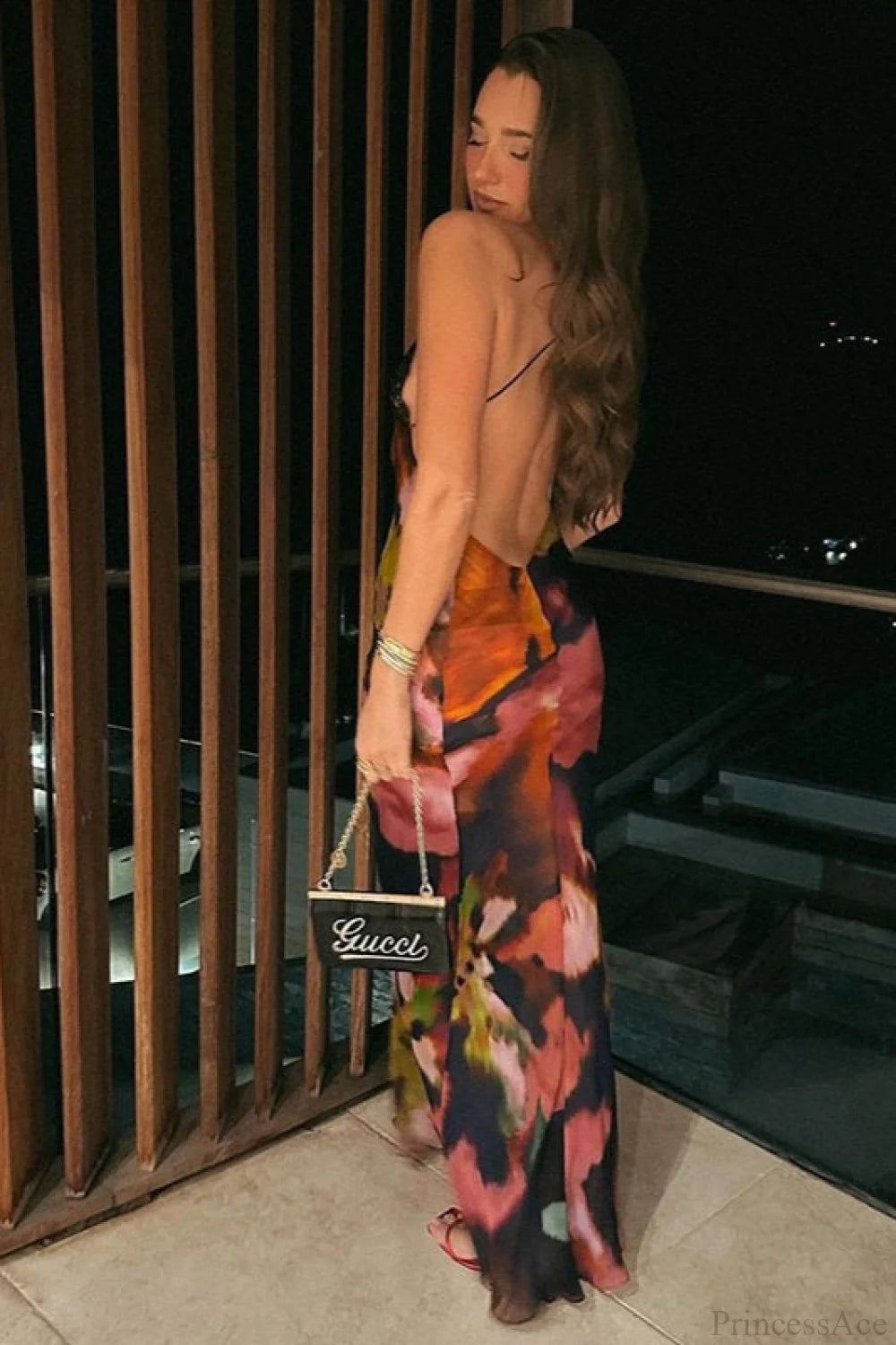 Lace Spaghetti Strap Holiday Maxi Dress