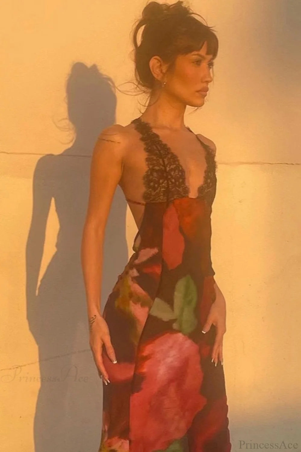 Lace Spaghetti Strap Holiday Maxi Dress