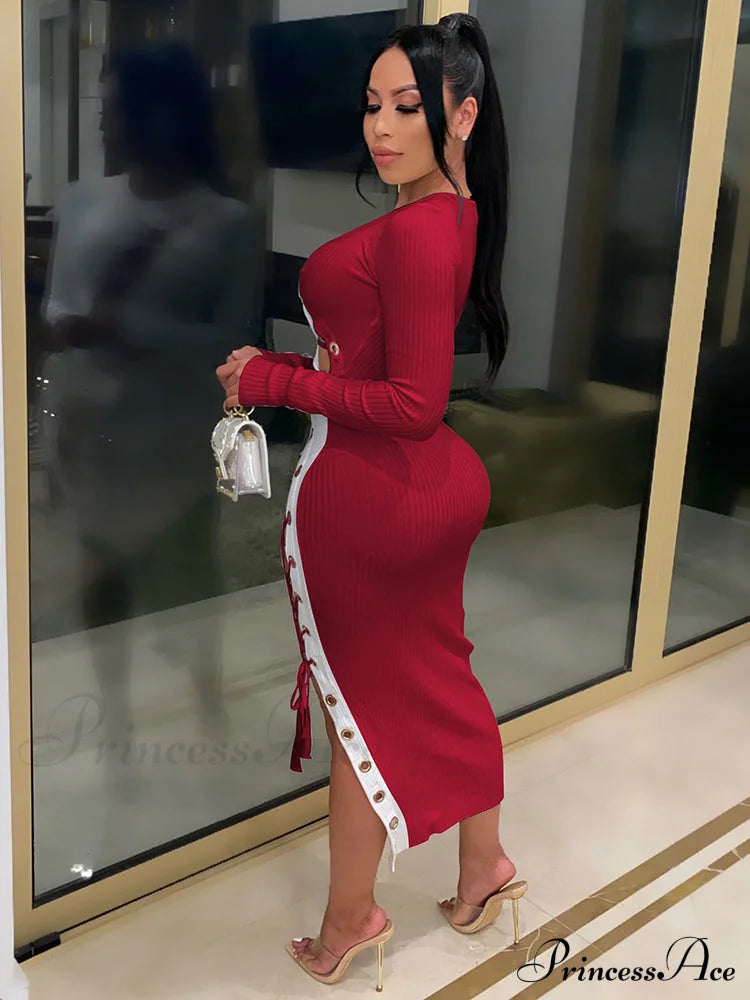 Lace Up Knitted Trendy Crop Cami Top Dresses