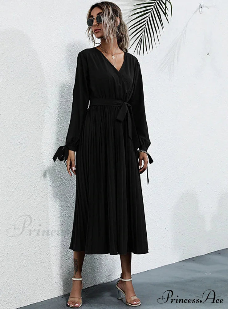 Lace-Up Waist Dress S / Black Lace