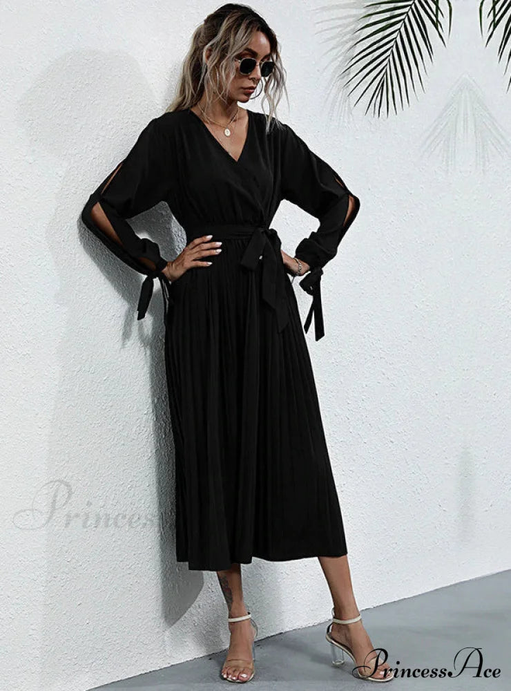 Lace-Up Waist Dress S / Burgundy Lace