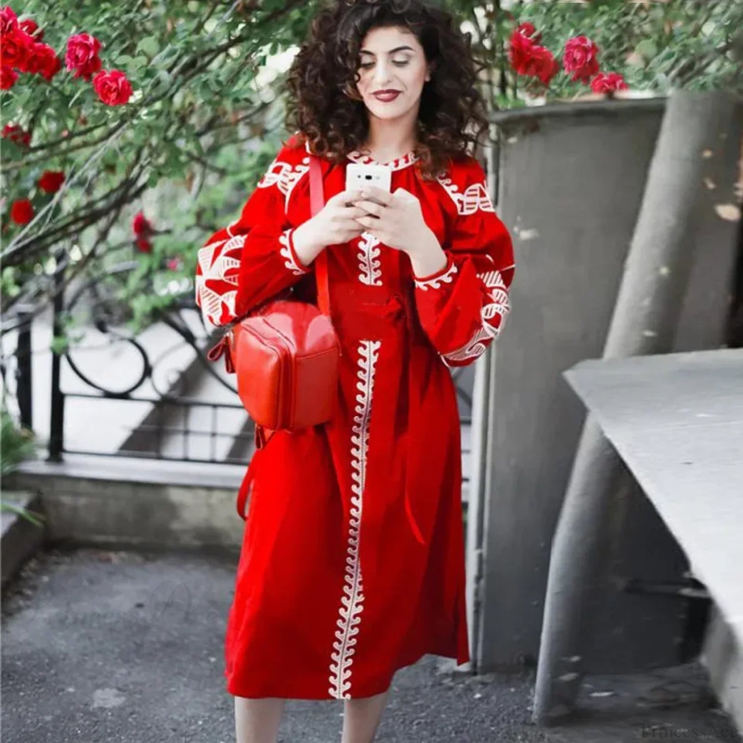 Lantern Sleeve Ethnic Tunic Boho Dress bohodress-250126