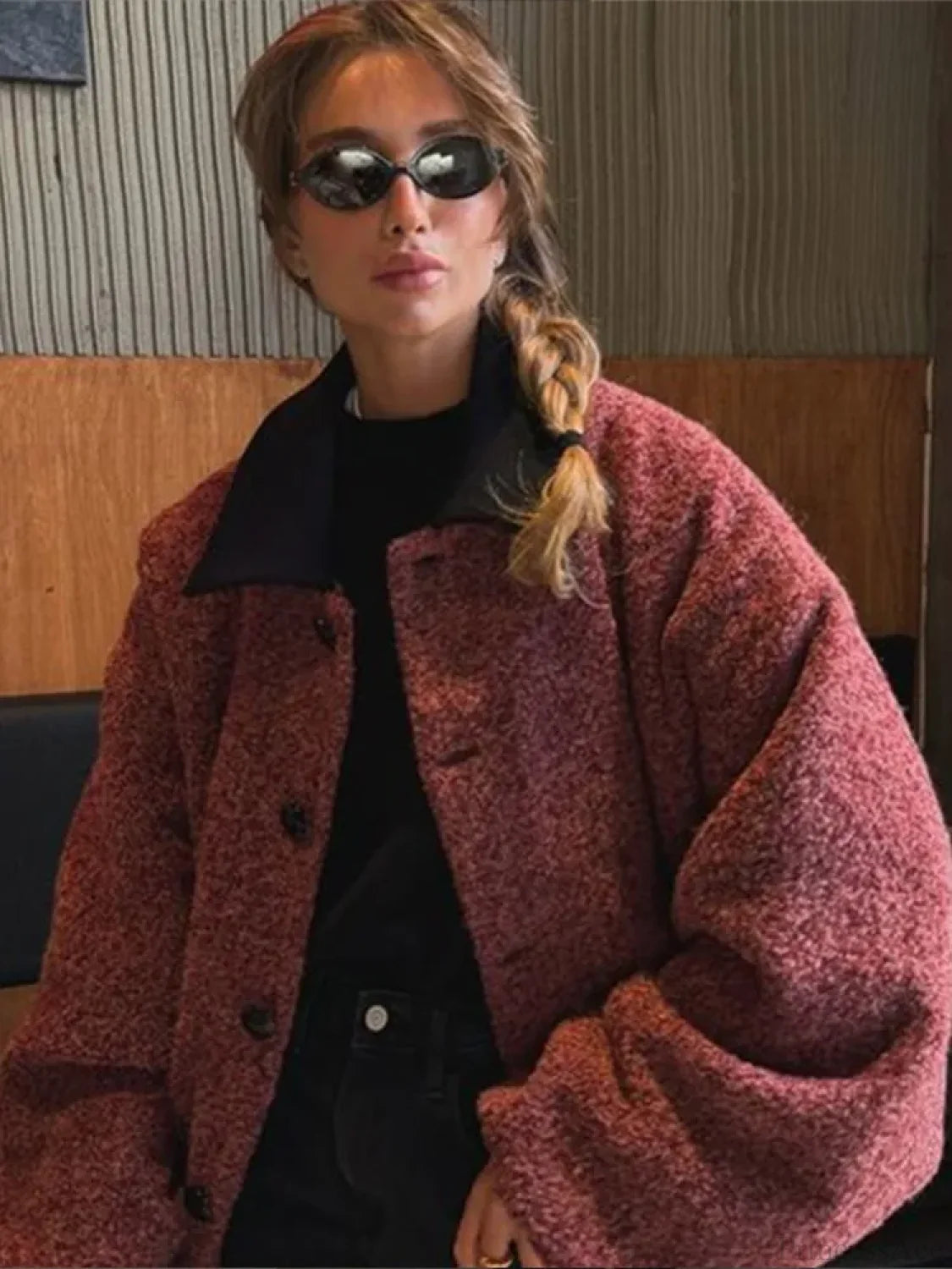 Lantern Sleeve Wool Blends Coat