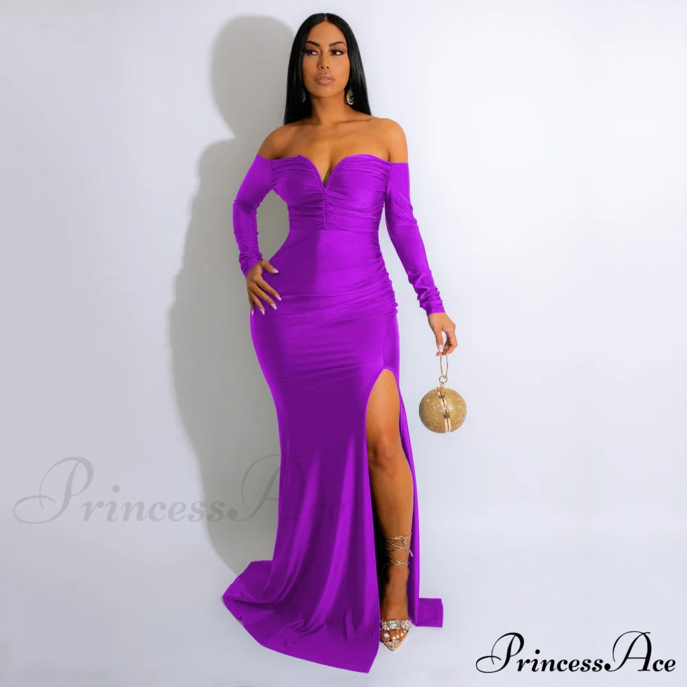 Larsa Formal Velvet Charming And Lace Mermaid Dress Purple / S S.o. Long Dresses