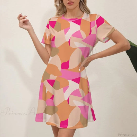 Latest Summer Fashion Floral Print Round Neck Dress color1 / S oldfloraldress-250126