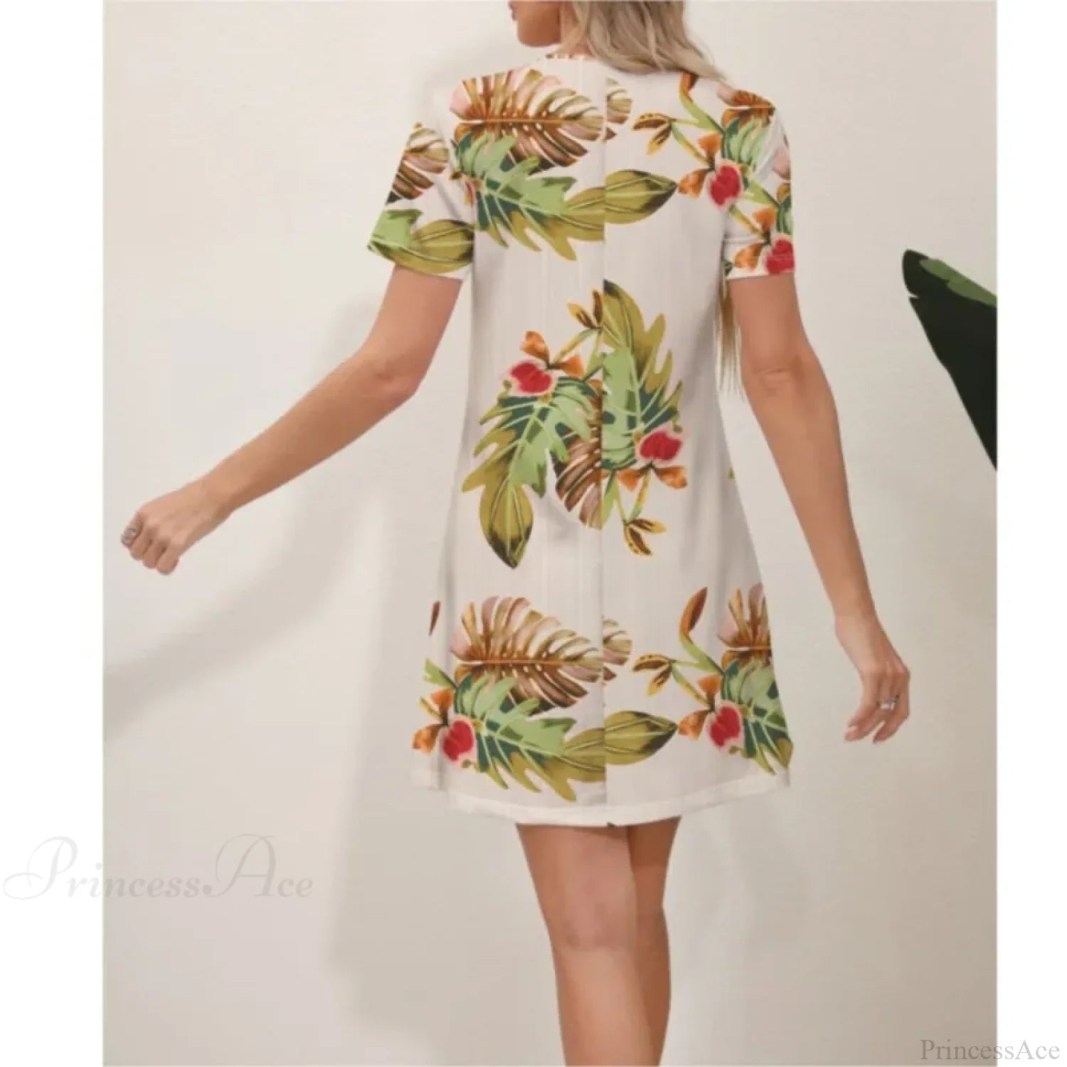 Latest Summer Fashion Floral Print Round Neck Dress color4 / S oldfloraldress-250126