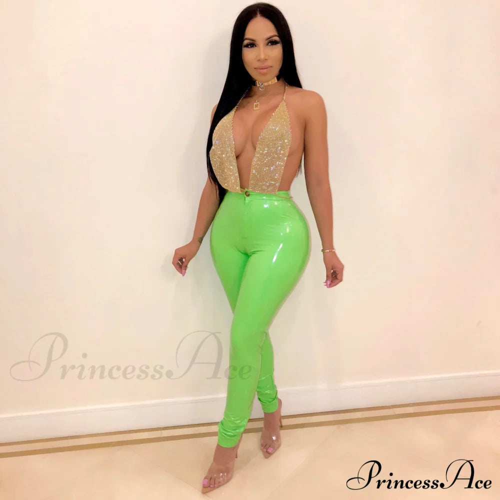 Latex Faux Pu Leather Pants Trousers