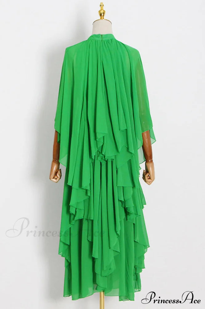 Layered Elegant Silk-Georgette Gown