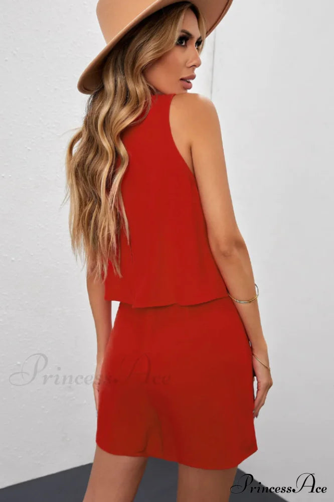 Layered Sleeveless Stylish Round Neck Romper
