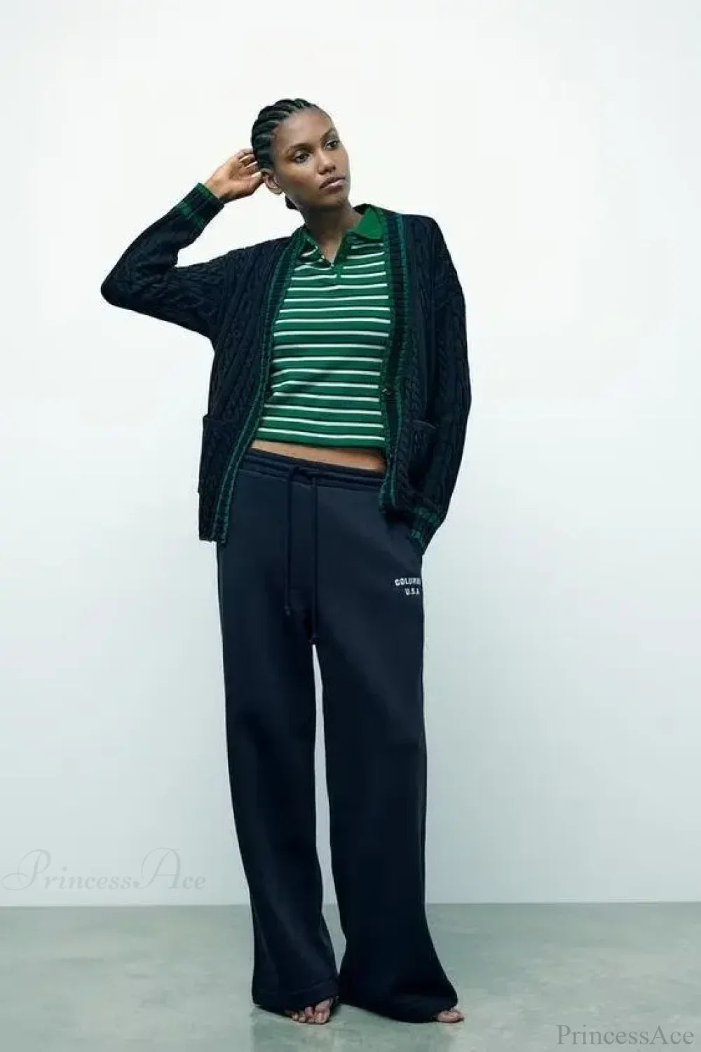 Lazy Style Contrasting V-neck Cardigan