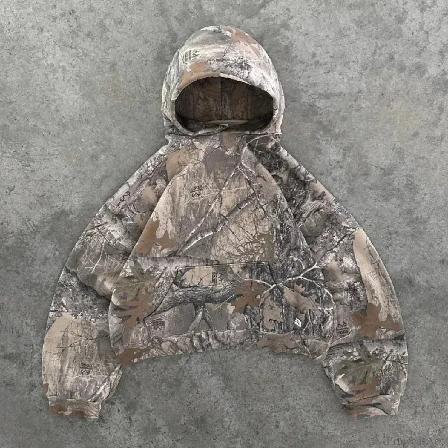 Leaf Camouflage Loose Sweatshirt Hoodie grey 2 / M