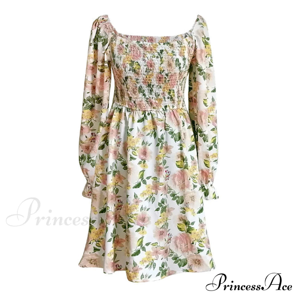 Leaf Print Sleeveless Midi Dress M / Green Dresses