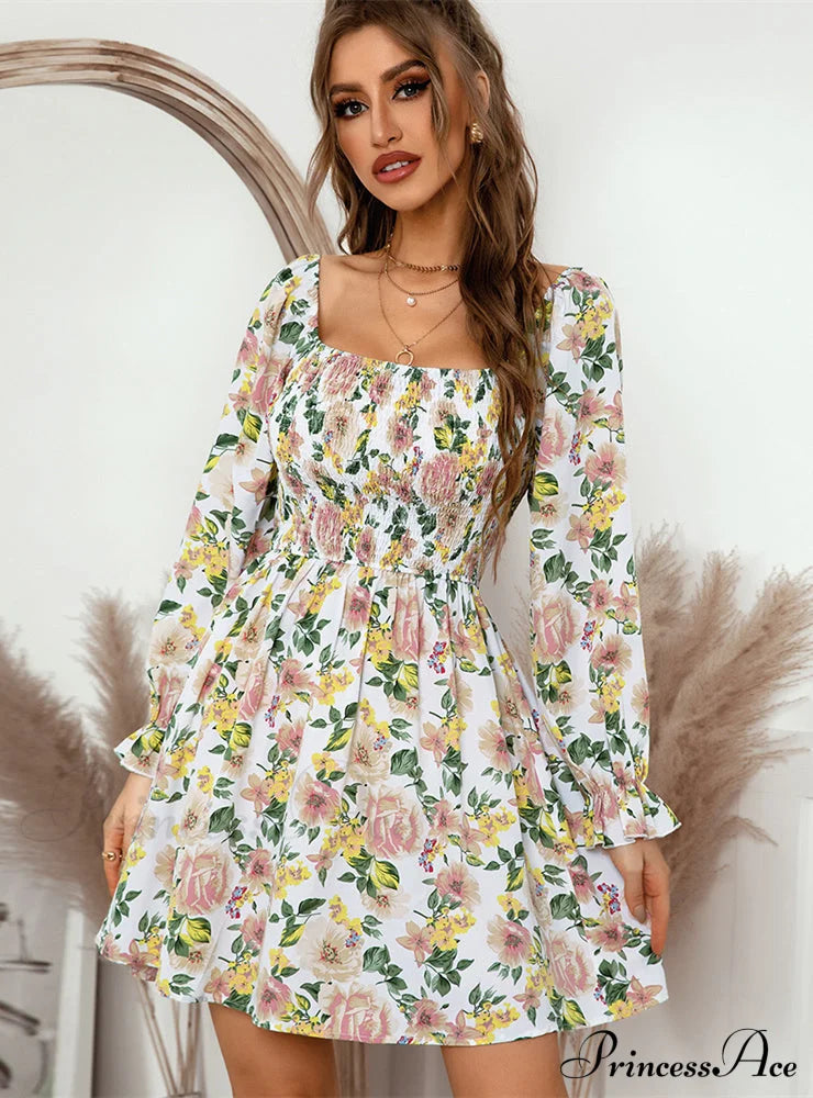 Leaf Print Sleeveless Midi Dress S / Black Dresses