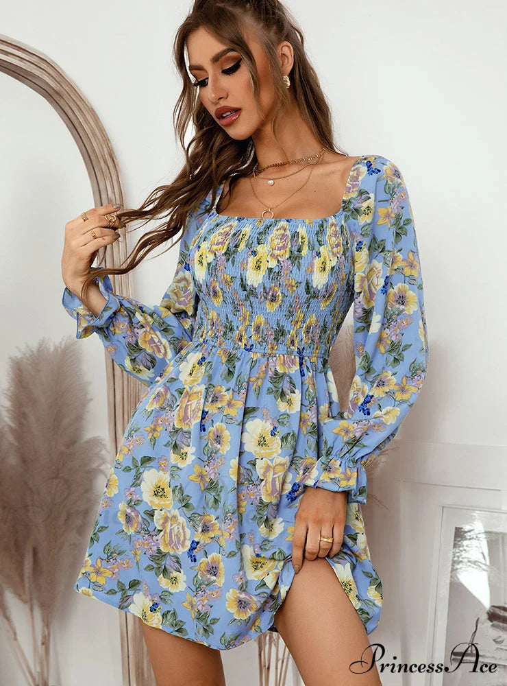 Leaf Print Sleeveless Midi Dress S / Green Dresses