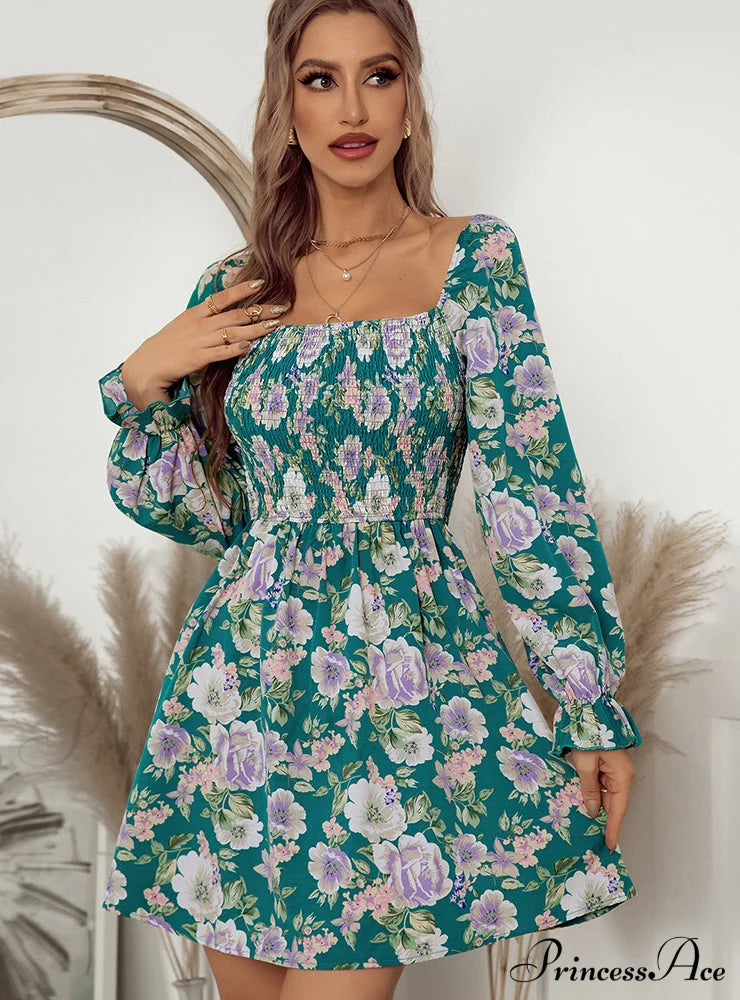 Leaf Print Sleeveless Midi Dress S / White Dresses