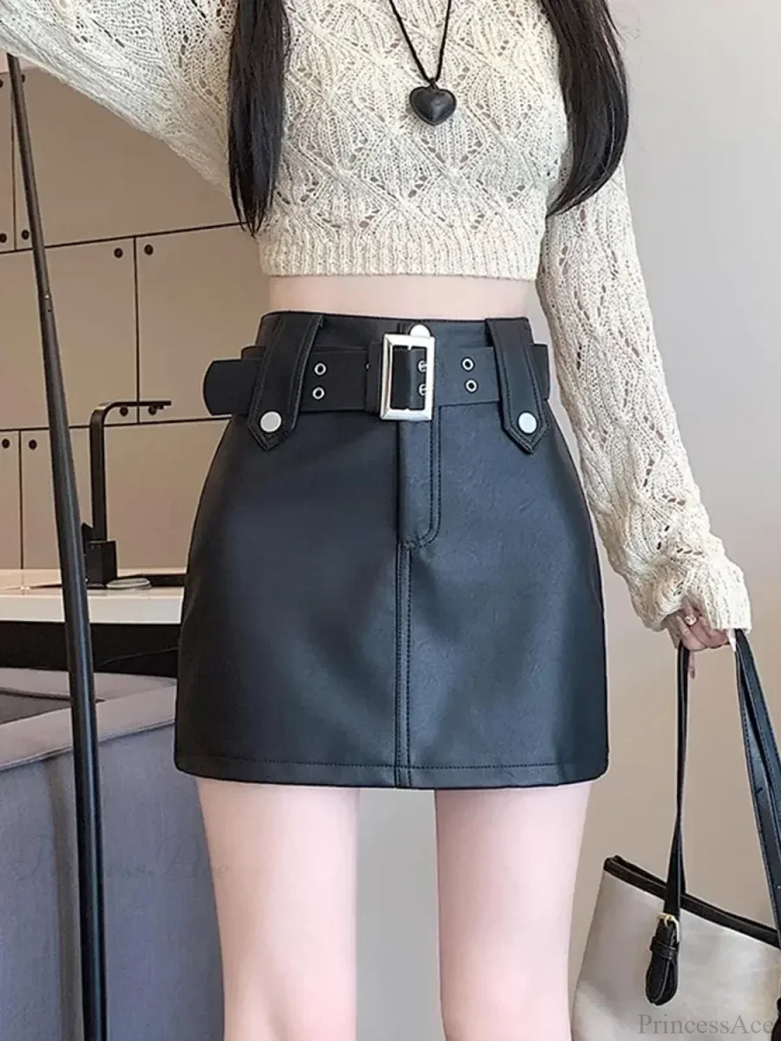 Leather High Waist Gothic Skirt skirts-250223