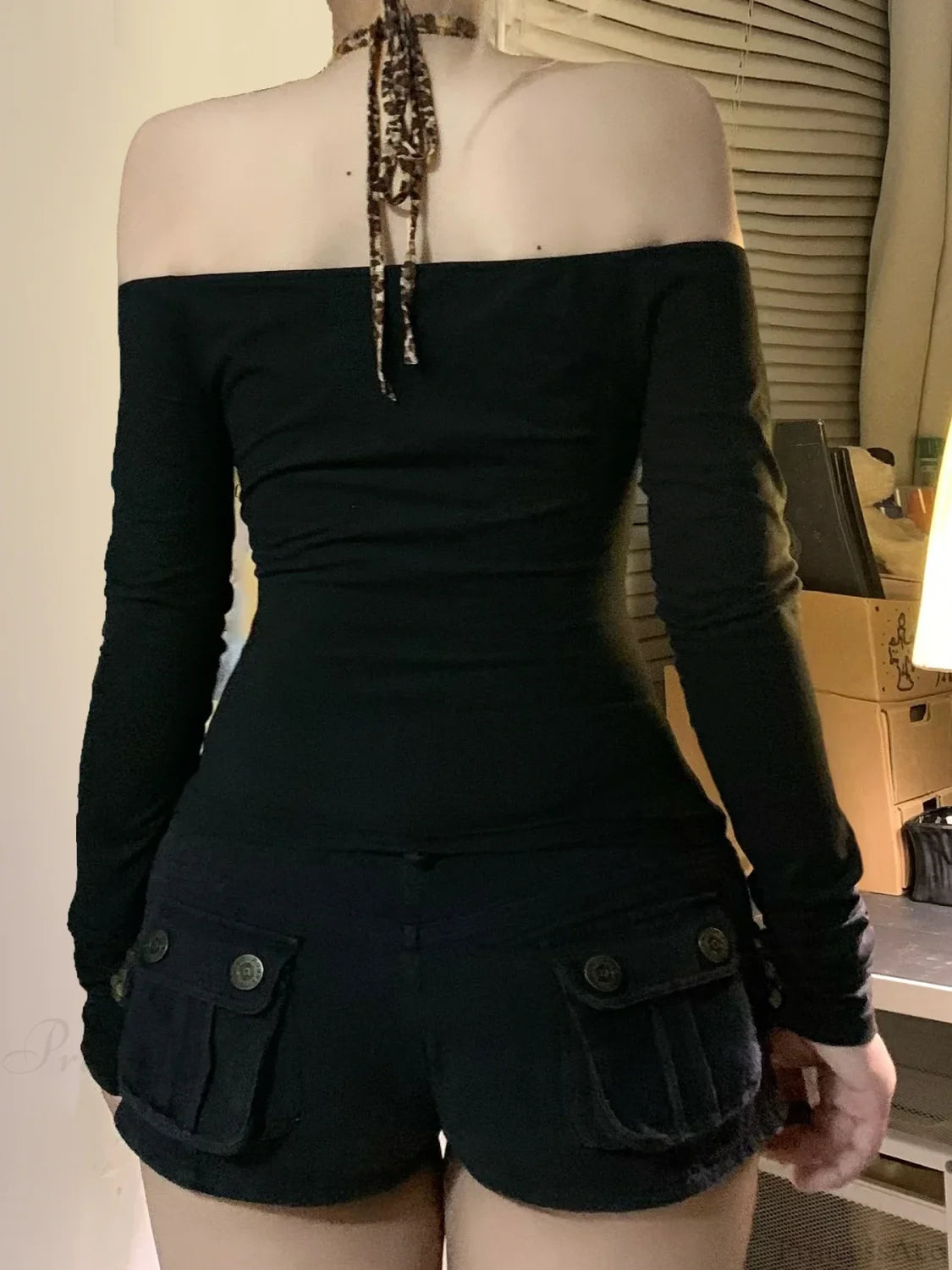 Leopard Bow Halter Knit Top