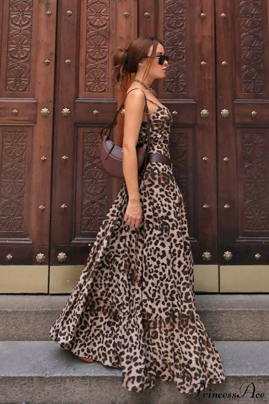 Leopard Cami Sexy Print Maxi Dress