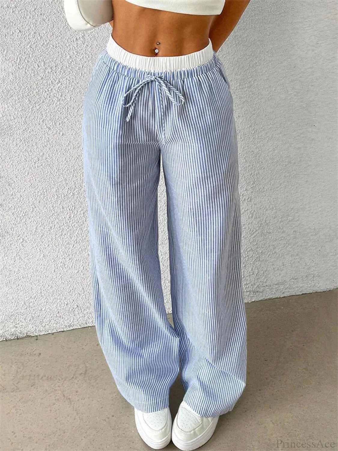 Leopard Drawstring Elastic Waist Loose Winter Pant BLUE / S pant-250223