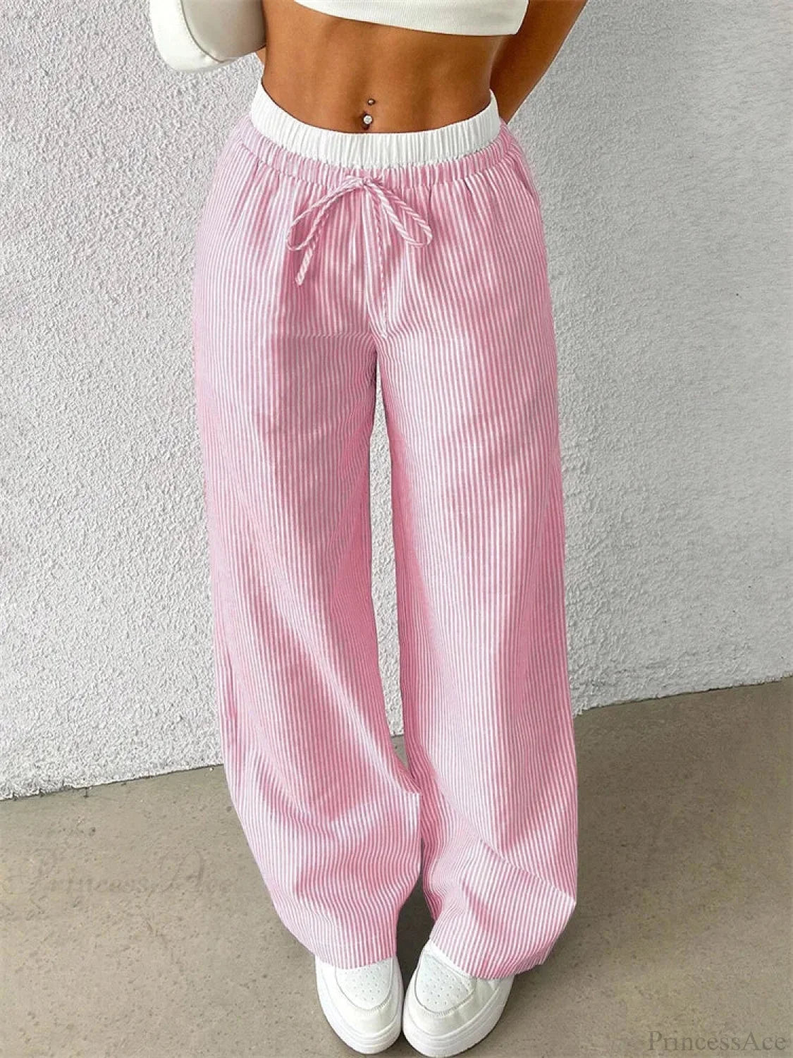 Leopard Drawstring Elastic Waist Loose Winter Pant Pink / S pant-250223