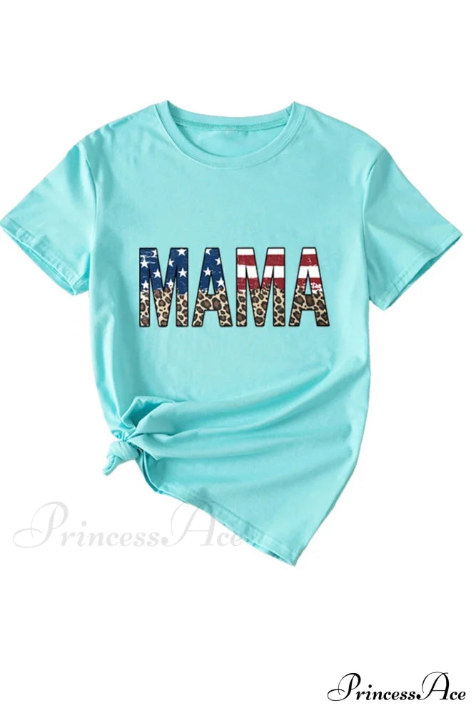 Leopard Print T-Shirt For Mama Blue / S Tees
