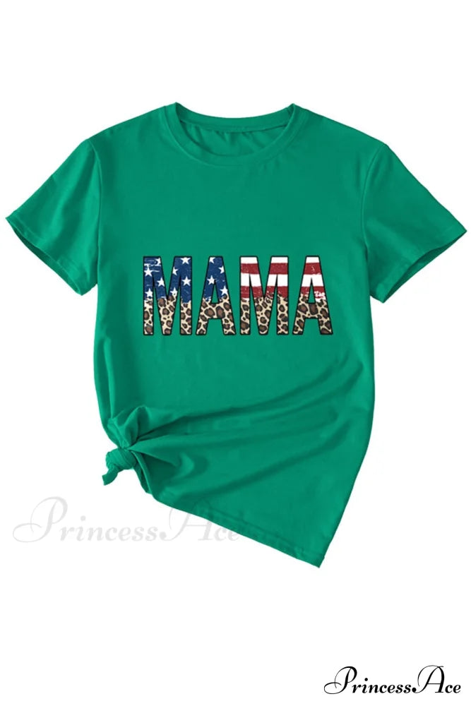 Leopard Print T-Shirt For Mama Dark Green / S Tees