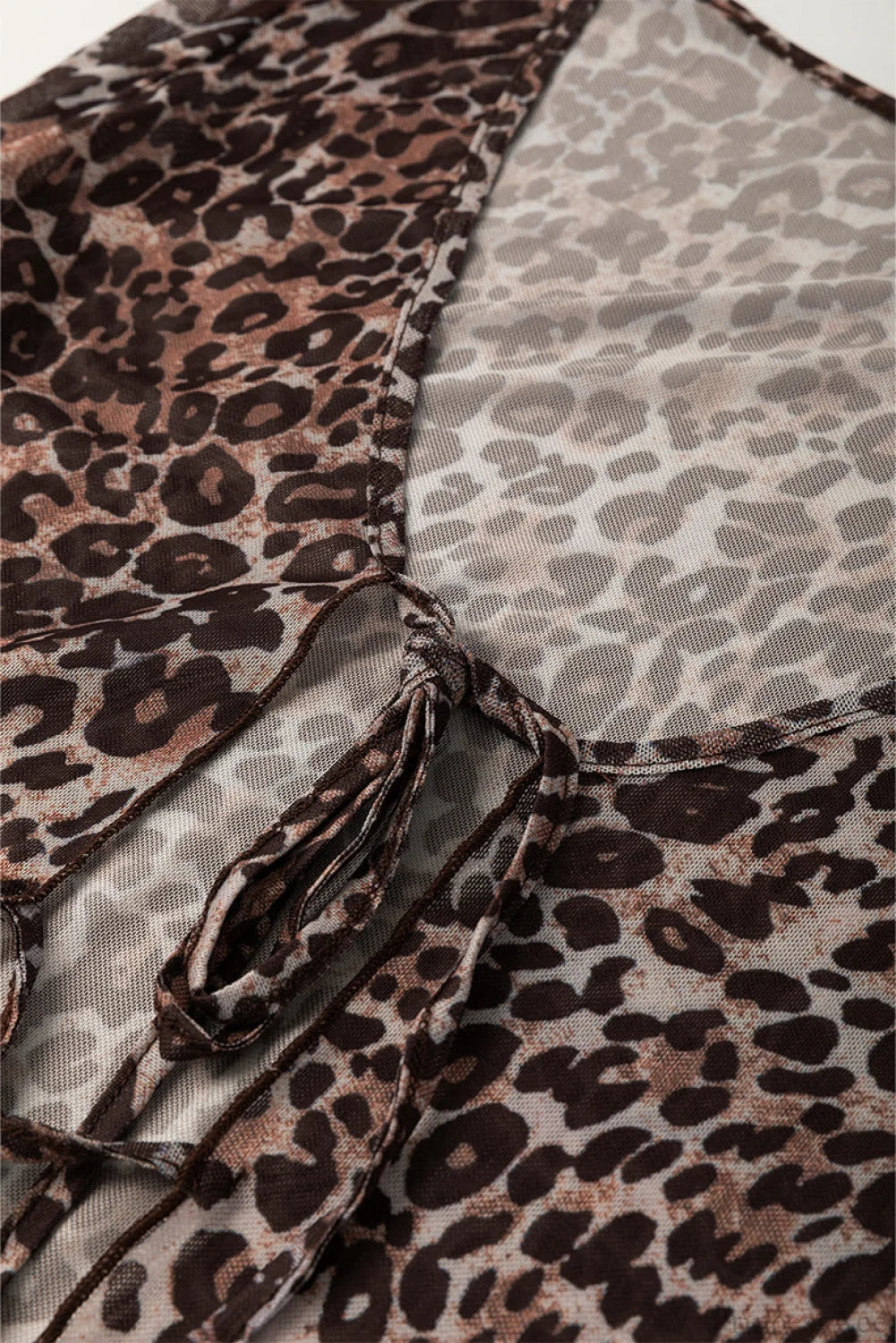 Leopard Print Tie Front Chiffon Long Sleeve Blouse