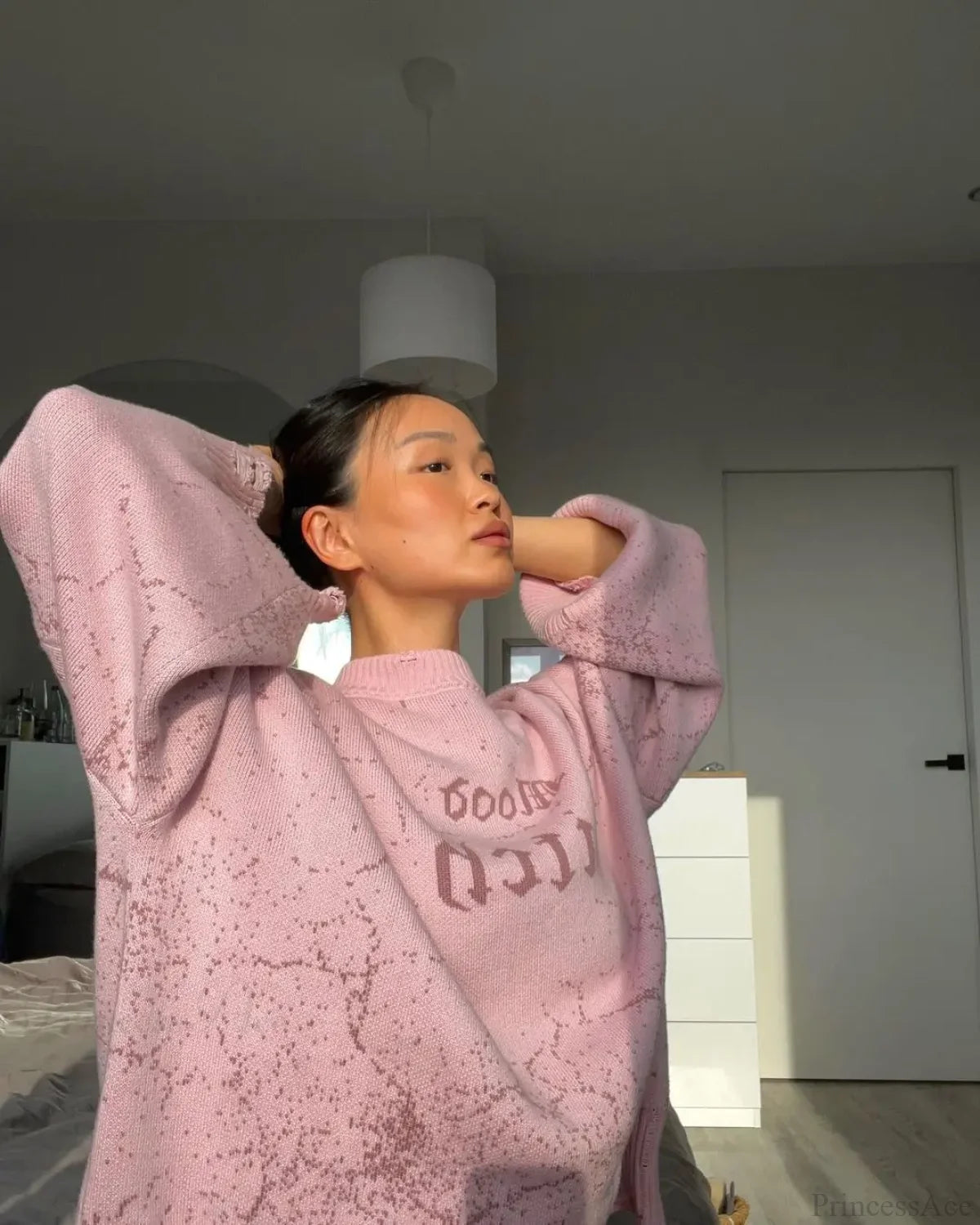 Letter Embroidery Lazy Style Sweater