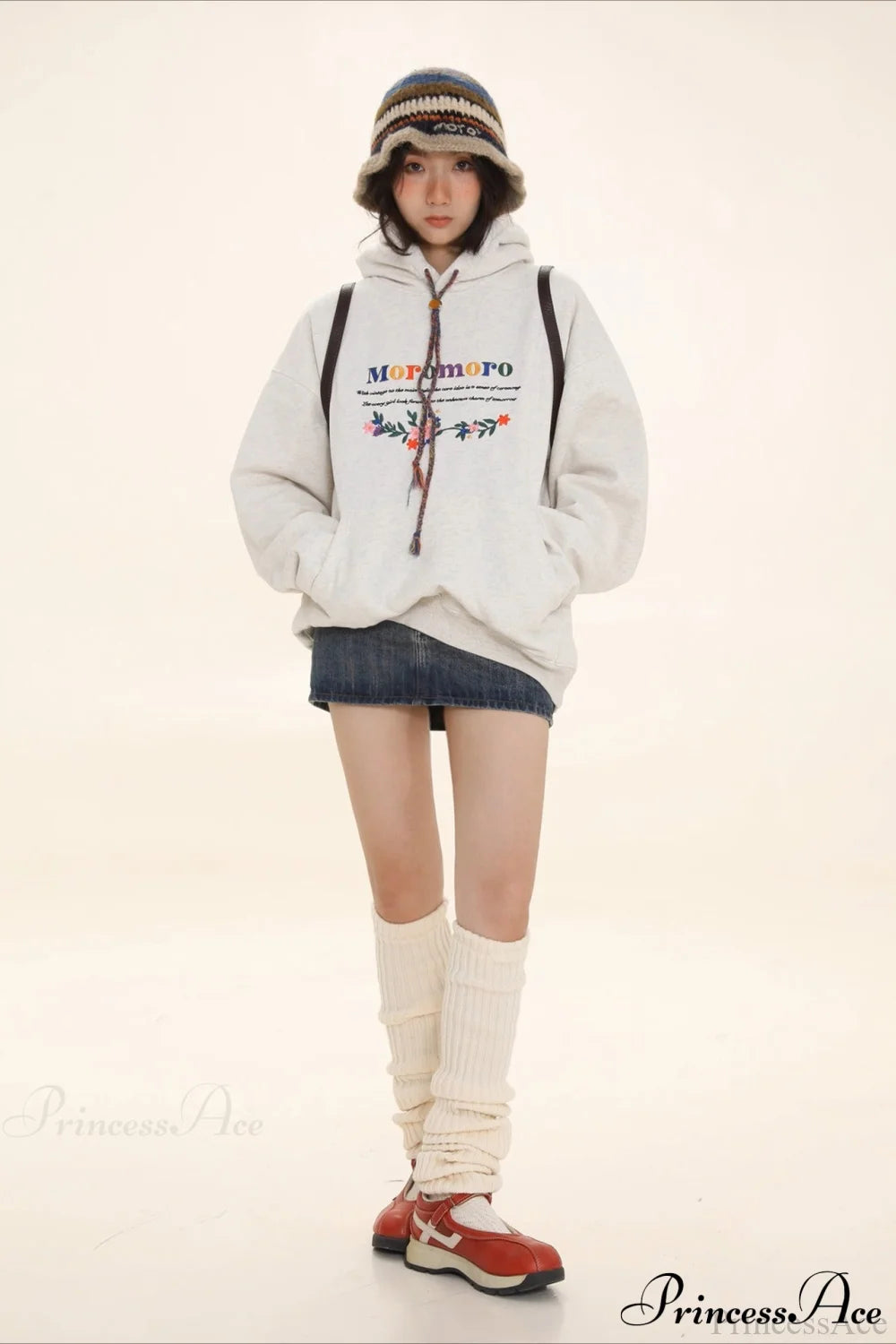 Letter Embroidery Relaxed Thickened Hoodie