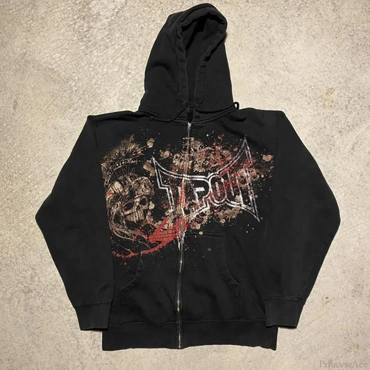 Letter Graphic Retro Hoodie black 1 / S