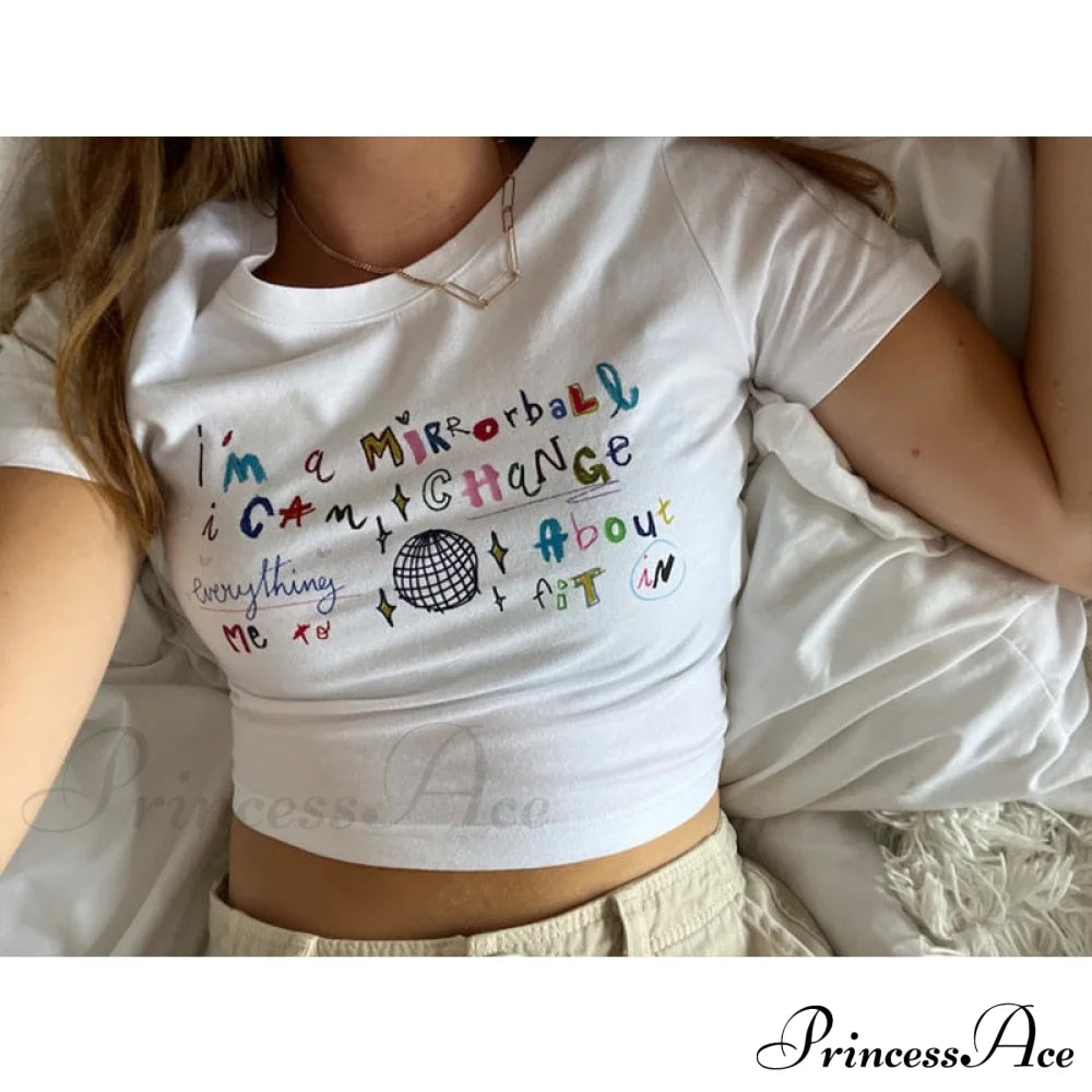 Letter Graphic Stylish Print Crop Top