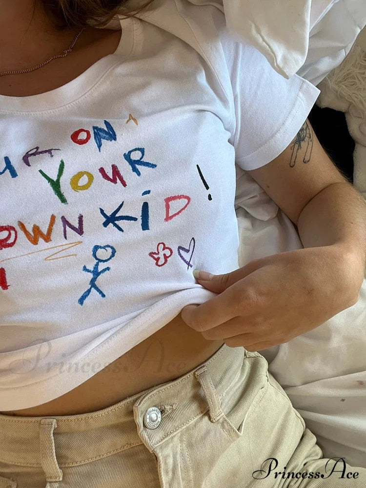 Letter Graphic Stylish Print Crop Top