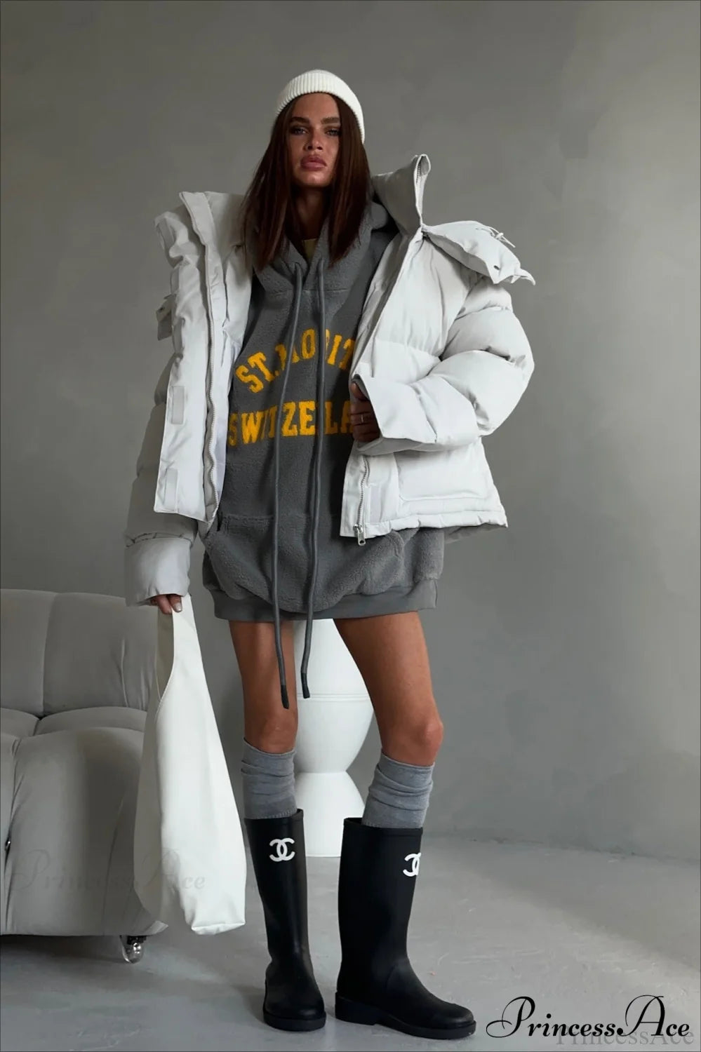 Letter Oversized Fleece Pullover Hoodie