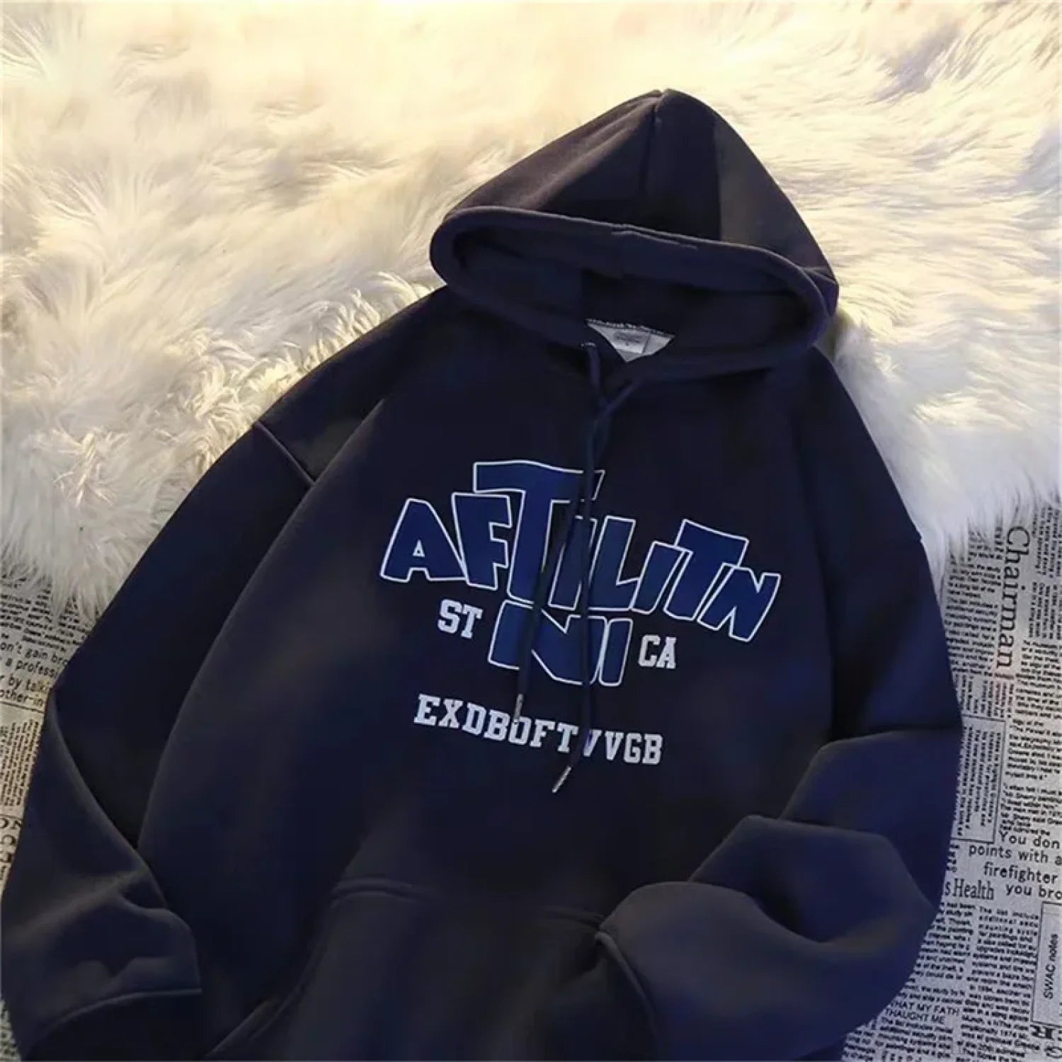 Letter Print Cotton Hoodie