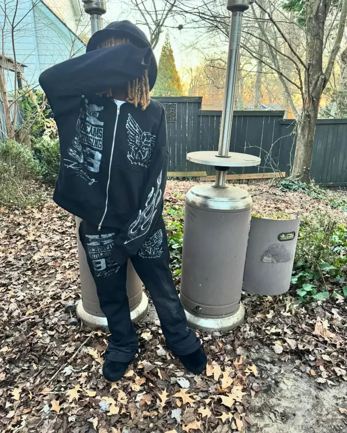 Letter Printed Hip-Hop Hoodie RED / M