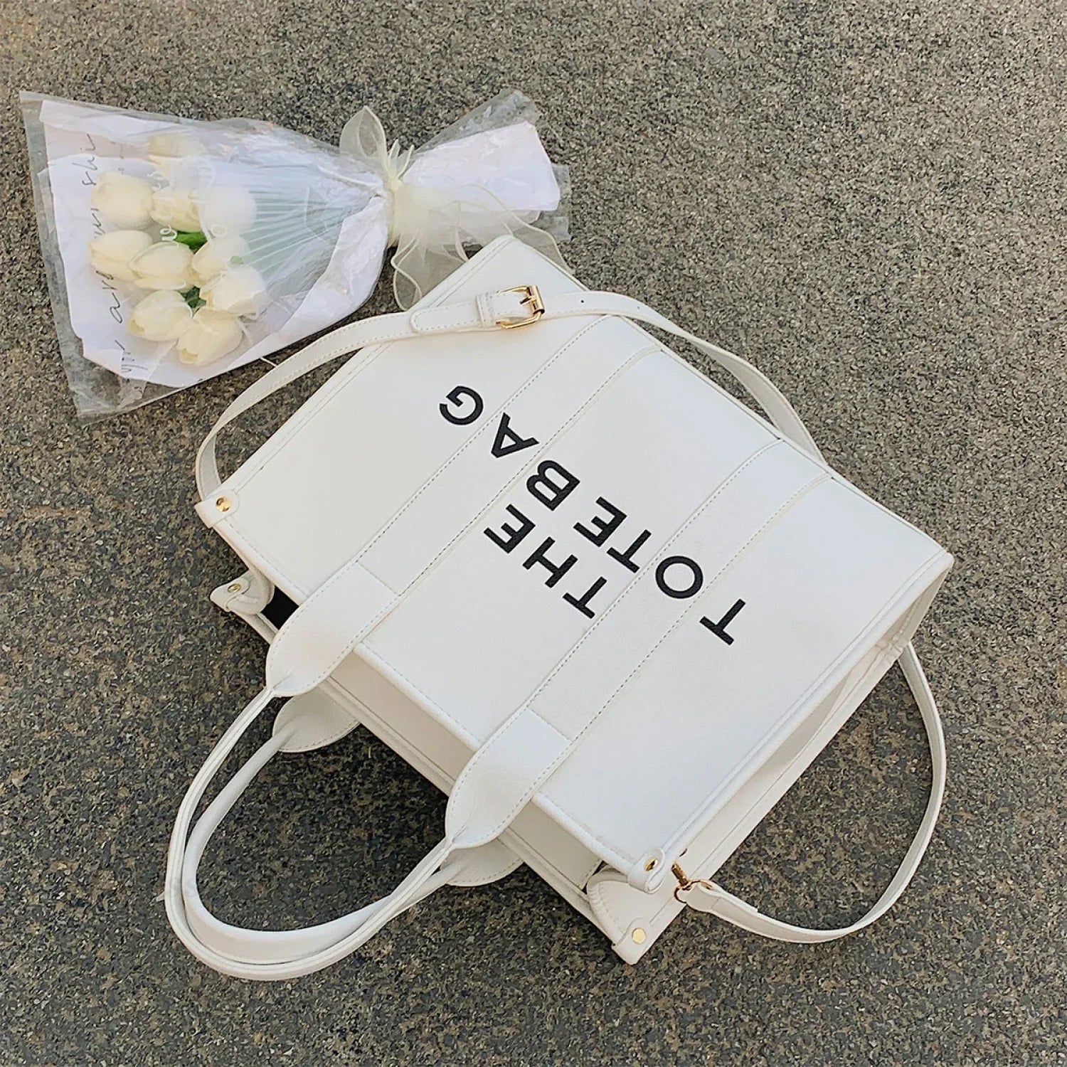 Letter Soft PU Leather Tote Shoulder Handbag handbag-250126