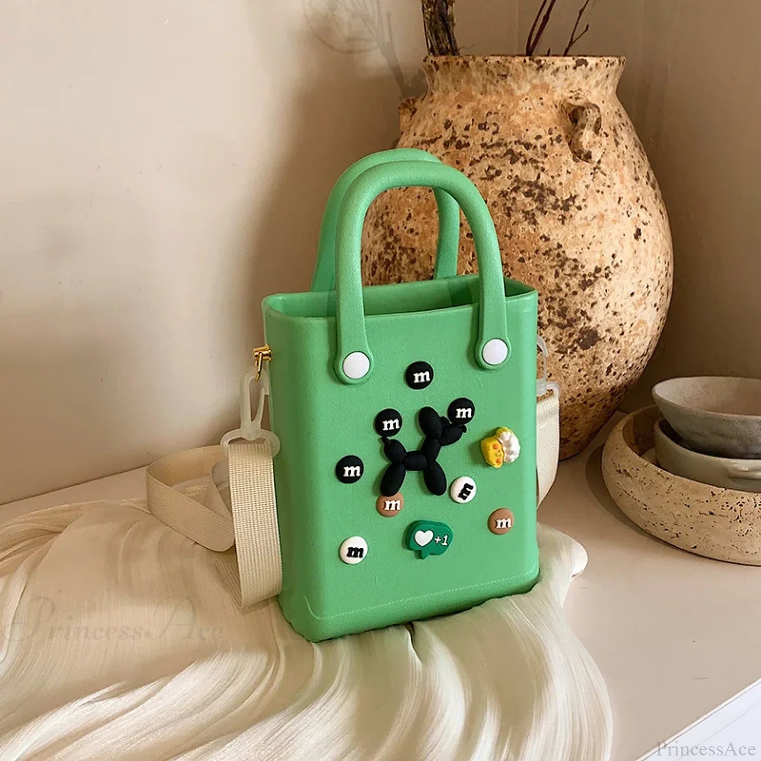 Lightweight Travel Beach Handbag Shoulder Bag for Women green1 / (20cm handbag-250126