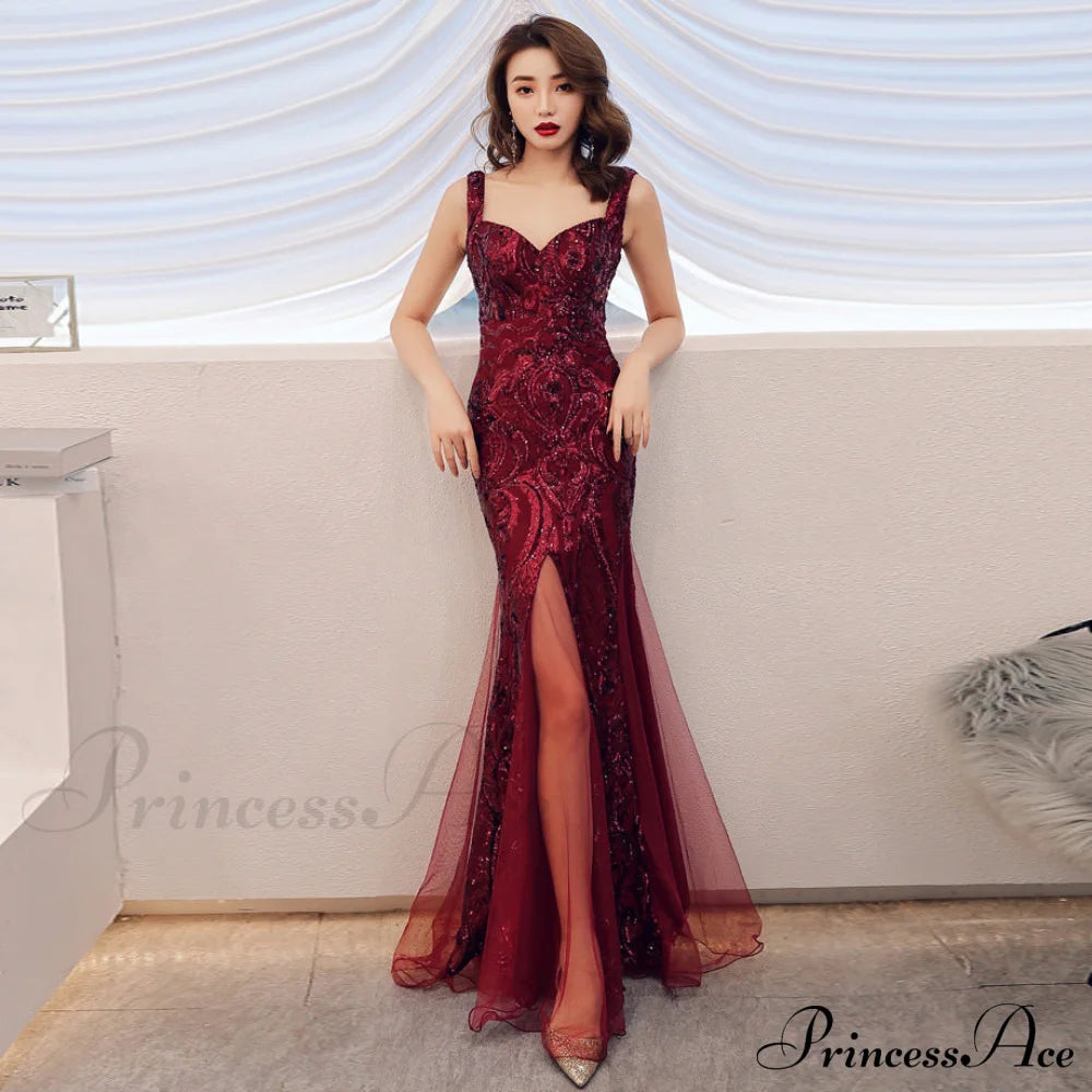 Lily  Embroidered Sequin Formal Evening Gown - Lady Occasions