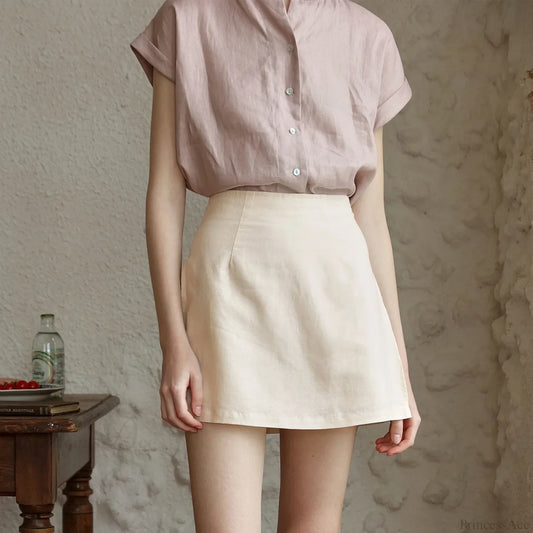 Linen Double-Layer Split Skirt skirts-250223