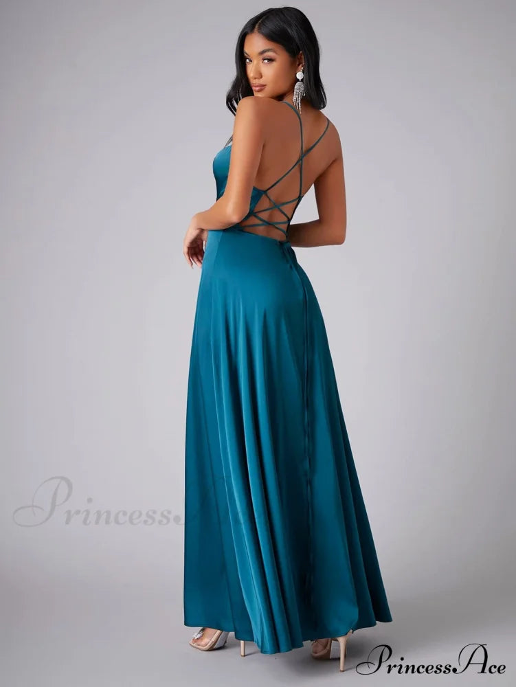 Lola High Stylish Slit Satin Dress S.o. Long Dresses