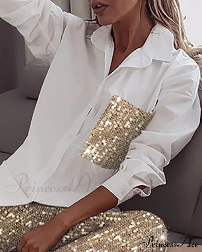 Long Piece Pants Arm Top - Sequin And Set For Outfit Two Women