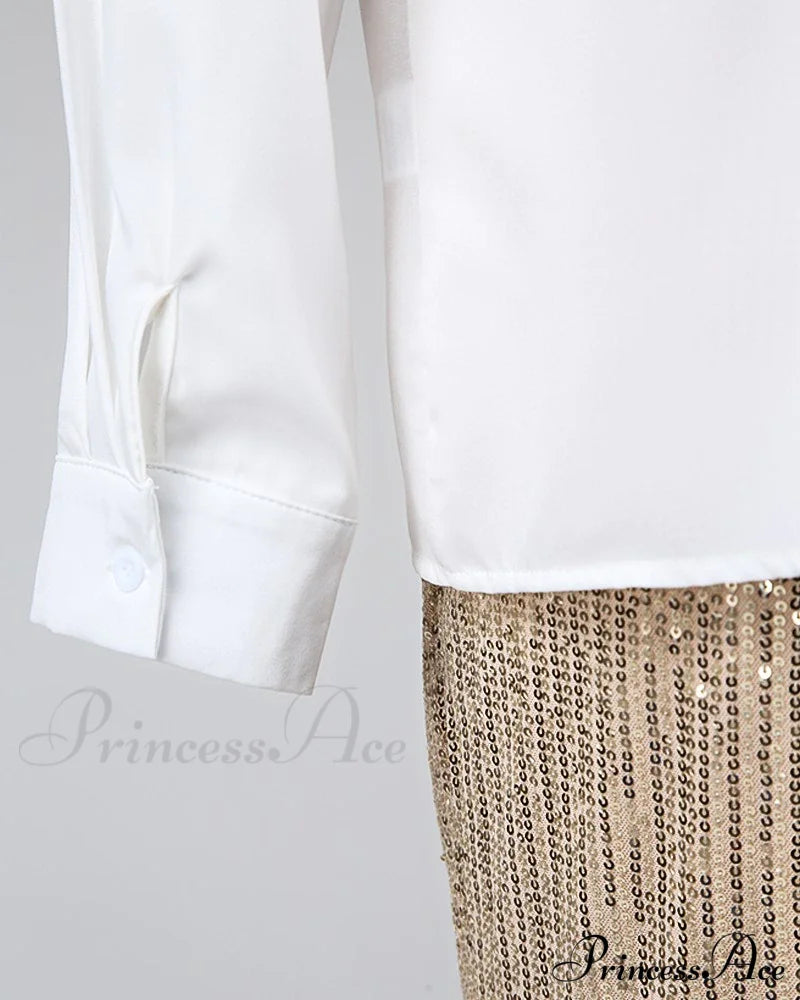 Long Piece Pants Arm Top - Sequin And Set For Outfit Two Women