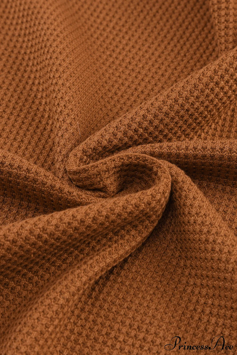 Long Round Arm Neck Brown Textured Top Tops