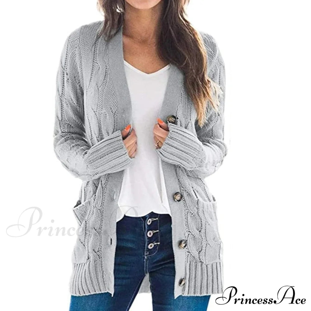 Long Sleeve Cable Loose Winter Tops Sweater Sweaters-L