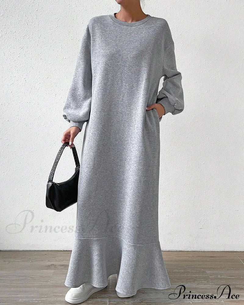 Long Sleeve Dress With Loose Pocket Dresses